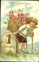 A Happy New Year Angels & Cherubs Postcard Postcard