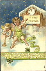 A Happy New Year Angels & Cherubs Postcard Postcard