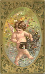 Much Happiness For The New Year Angels & Cherubs Postcard Postcard