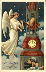 Frohliches Neujahr Angels & Cherubs Postcard Postcard