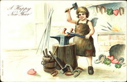 A Happy New Year Angels & Cherubs Postcard Postcard