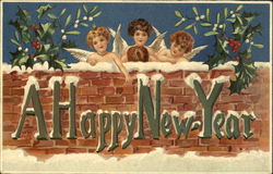 A Happy New Year Angels & Cherubs Postcard Postcard