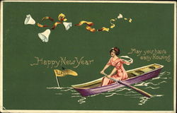 Happy New Year May You Have Easy Rowing Postcard