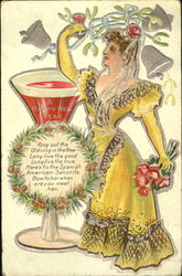 Woman New Year's Toast Postcard