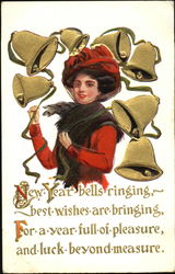 New Year Bells Ringing Postcard