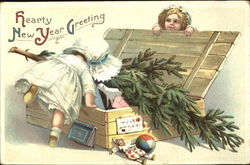 Hearty New Year Greeting Postcard