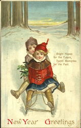 New Year Greetings Children Postcard Postcard