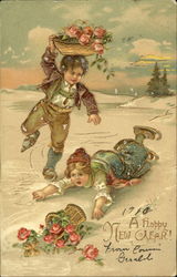 A Happy New Year Children Postcard Postcard