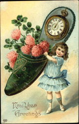 New Year Greetings Children Postcard Postcard