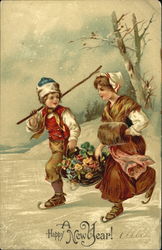 A Happy New Year! Children Postcard Postcard