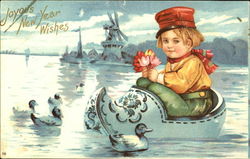 Joyous New Year Wishes Children Postcard Postcard