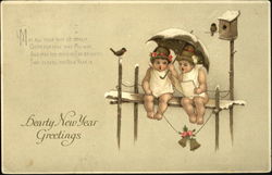 Hearty New Year Greetings Postcard