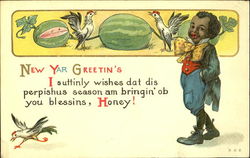 New Yar Greetin's Postcard