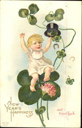 New Year's Happiness And Good Luck Postcard