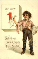 Wishing You A Happy New Year Children Postcard Postcard