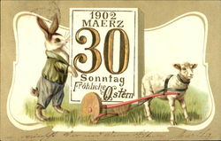 1902 Maerz 30 Sonntag Frohliche Ostern Postcard