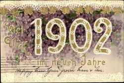 Viel Gluck 1902 I'm Neveeen Jahre Year Dates Postcard Postcard