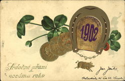 1902 Grdecne Prani Novem Roku Year Dates Postcard Postcard