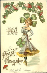 1903 Prosit Neujahr Year Dates Postcard Postcard