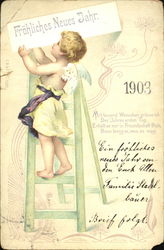 Frohliches Neues Jahr 1903 Year Dates Postcard Postcard