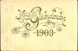 Herzliche Gluckwunsche 1903 Postcard