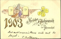 1903 Herzlichen Gluckwunsch Zum Jahreswechsel Year Dates Postcard Postcard