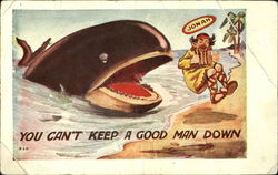 Jonah & Whale Comic, Funny Postcard Postcard