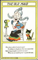 The Old Maid Caricatures Postcard Postcard