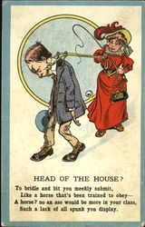 Head Of The House? Caricatures Postcard Postcard