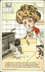 Woman and stove Postcard