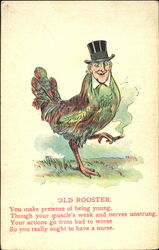 Old Rooster Caricatures Postcard Postcard