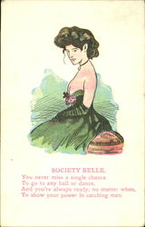 Society Belle Caricatures Postcard Postcard