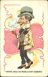 Youthful Dress And Wrinkles Don't Harmonize Caricatures Postcard Postcard