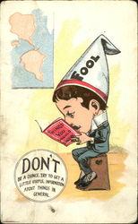 Little Boy Wearing a Dunce's Hat Caricatures Postcard Postcard