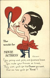 The Would-Be Movie Actress Caricatures Postcard Postcard