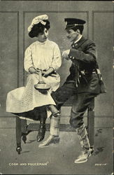 Cook And Policeman Romance & Love Postcard Postcard