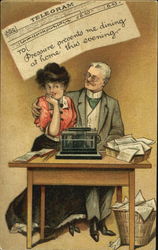 Man likes his secretary Romance & Love Postcard Postcard