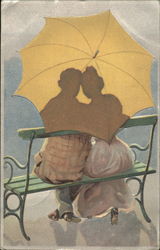 Couple Behind Umbrella Postcard