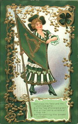 Irish Girl with Flag Postcard