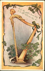 Harp and Clover St. Patrick's Day Postcard Postcard