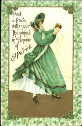 A woman all in green St. Patrick's Day Postcard Postcard