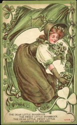 Woman Picking Clovers Postcard