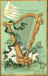 Golden Harp and Clover St. Patrick's Day Postcard Postcard