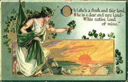 Irish maiden with sunset Postcard