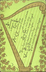 Irish Shamrocks and Harp St. Patrick's Day Postcard Postcard