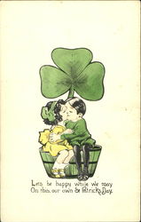 Irish Boy and Girl Kissing Postcard