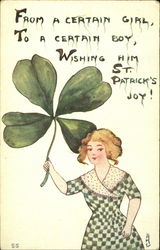 From A Certain Girl To A Certain Boy Wishing Him St. Patrick's Joy! Postcard