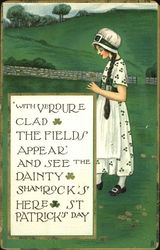 Girl Holding Shamrock Postcard