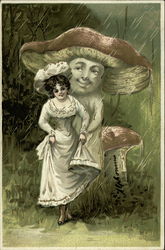 Mushroom Man and Lovely Girl Postcard