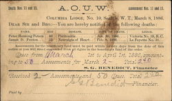 A.O.U.W. Death Postcard Postcard